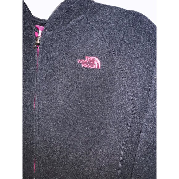 The North Face Girls Black Fleece Jacket With Pink Zipper & Logo Size L 14/16 - Picture 3 of 3